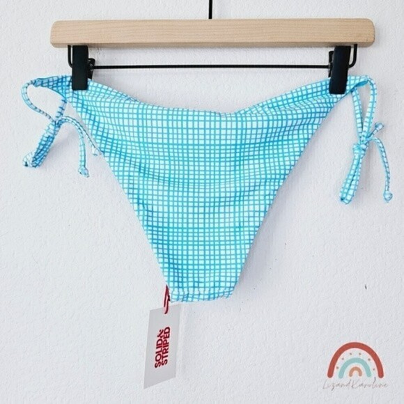 New! Solid & Striped The Iris Reversible Minigrid Cerulean Blue 2 Piece Bikini - Picture 7 of 13
